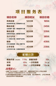 项目价格表