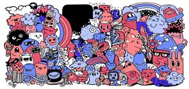 嘻哈涂鸦卡通插画