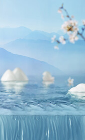 蓝色夏季清凉水流河水背景素材