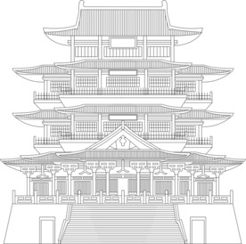 南昌滕王阁线稿