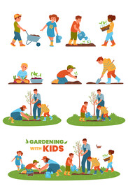幼儿园植树造林插画