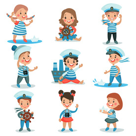 卡通海军幼儿矢量插画