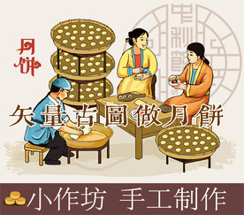 古代人物做月饼点心