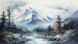 雪山框画