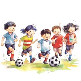 踢足球插画 