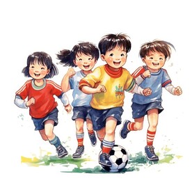 踢足球插画 