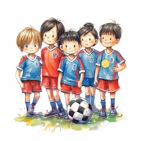踢足球插画 