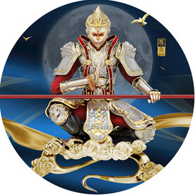 孙悟空水彩圆形挂画装饰画