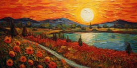 欧式风景油画 