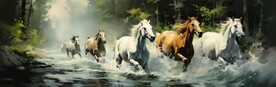 骏马油画 