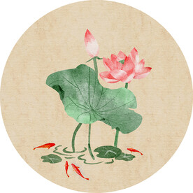 工笔画荷花背景玄关