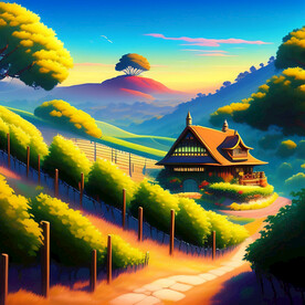 晨光下的小屋