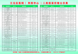 二类疫苗价格公示表