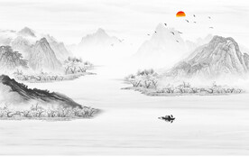 水墨画山水画