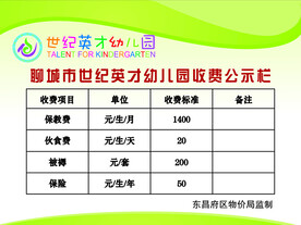 收费公示栏
