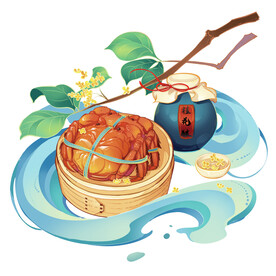 国潮大闸蟹插画