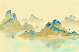 山水油画背景