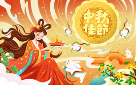 国潮中秋插画