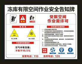 冻货有限空间 安全告知牌