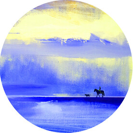 海景水彩圆形挂画装饰画