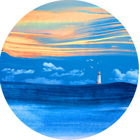 海景灯塔高清油画装饰画