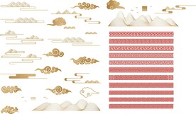 边框底纹云朵防伪线等素材