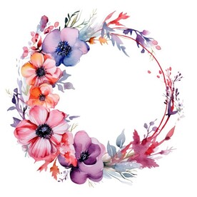 水彩花圈 