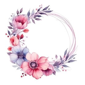 水彩花圈 