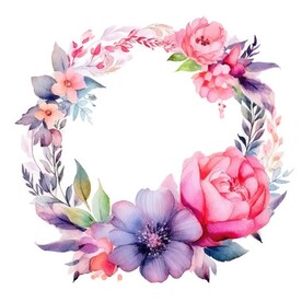 水彩花圈 