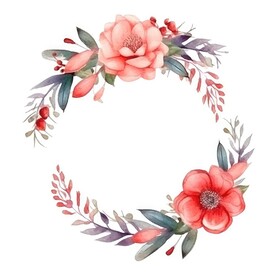 水彩花圈 