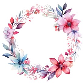 水彩花圈 