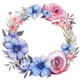 水彩花圈 