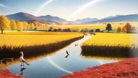 插画秋天的田野