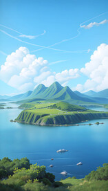 手绘海岛