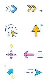 彩色卡通箭头方向指示图案
