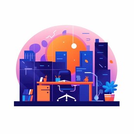 扁平化人物办公场景