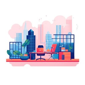 扁平化人物办公场景