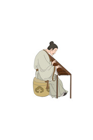 古代人物坐着弹琴老头