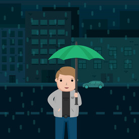  撑雨伞男人