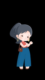 Q版卡通时尚马尾少女手绘插画