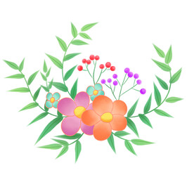 手绘彩色扁平花朵图片