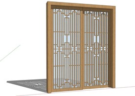 原木推拉门模型