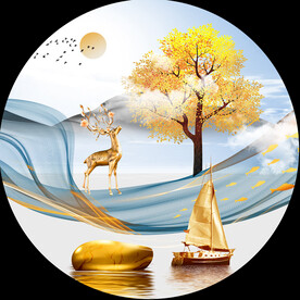 唯美风景画圆形挂画