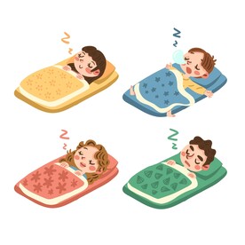 卡通小女孩睡觉插画