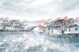 冬天江南水乡雪景