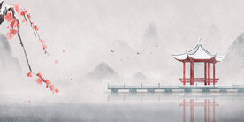 中国风冬天雪景画