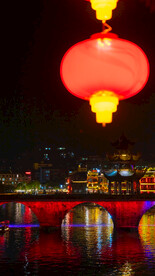 镇远古镇远观祝圣桥魁星楼夜景