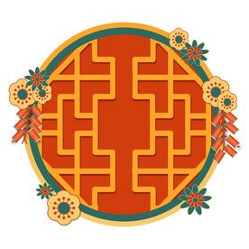 喜庆新年牛年花朵标题框门窗边框