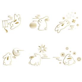 矢量中秋节烫金兔子月饼礼盒花纹