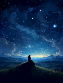 星空下的少女